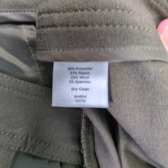 Talbots Heritage Wide Leg Pants Women's 8 33x32 Dark Green Flat Front Wool Blend - Picture 4 of 10